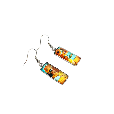 earrings steel silver sunflowers
